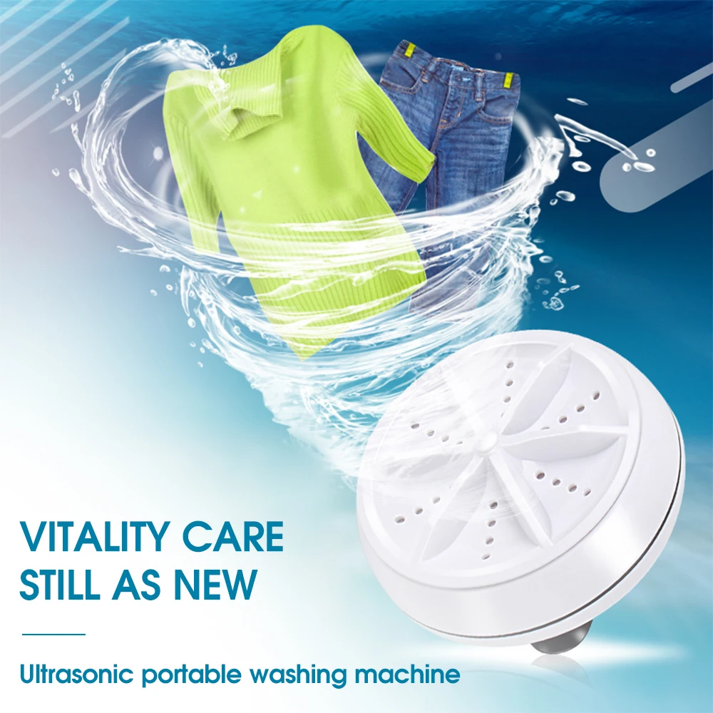 

Portable Ultrasonic Washing Machine Turbo Travel Washer Removes Dirt Washer Bubbles And Rotating USB Mini Cleaning Tool