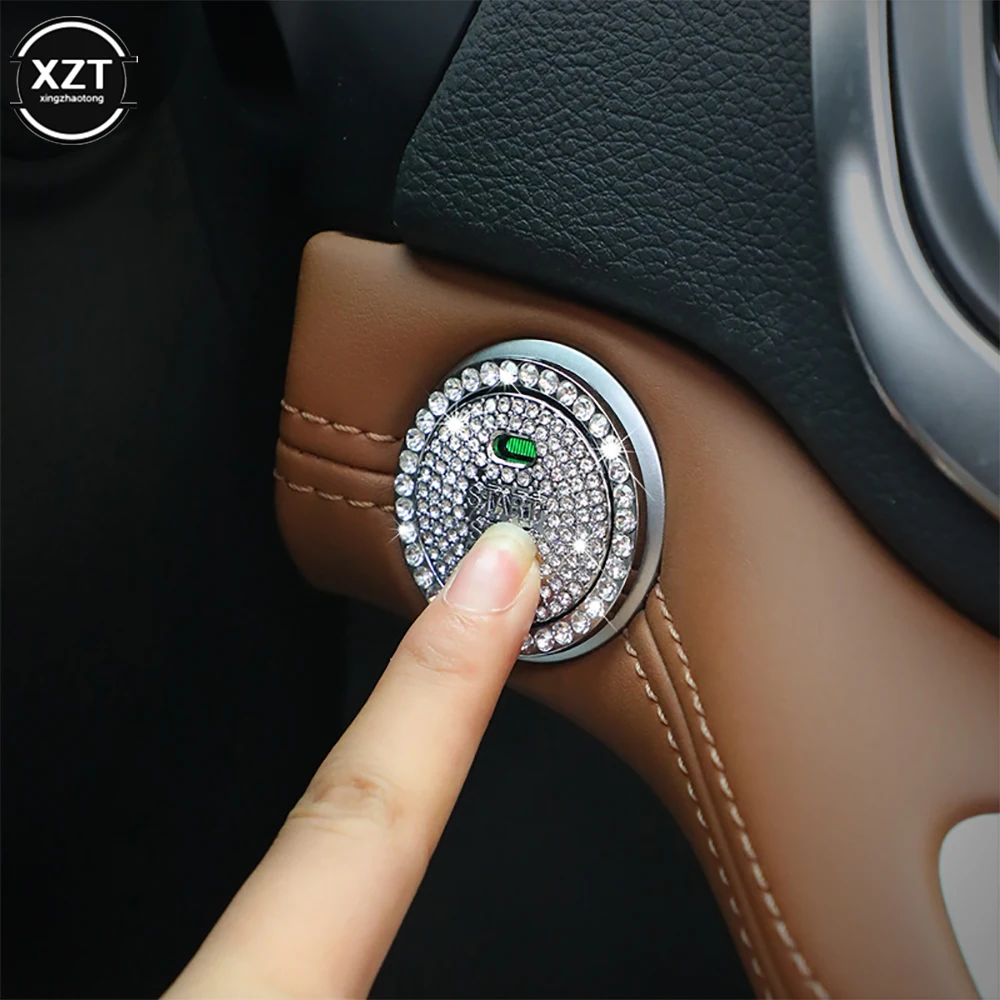

Car One-click Start Button Car Interior Engine Ignition Start Stop Button Protective Cover Crystal Decoration Car Accessories