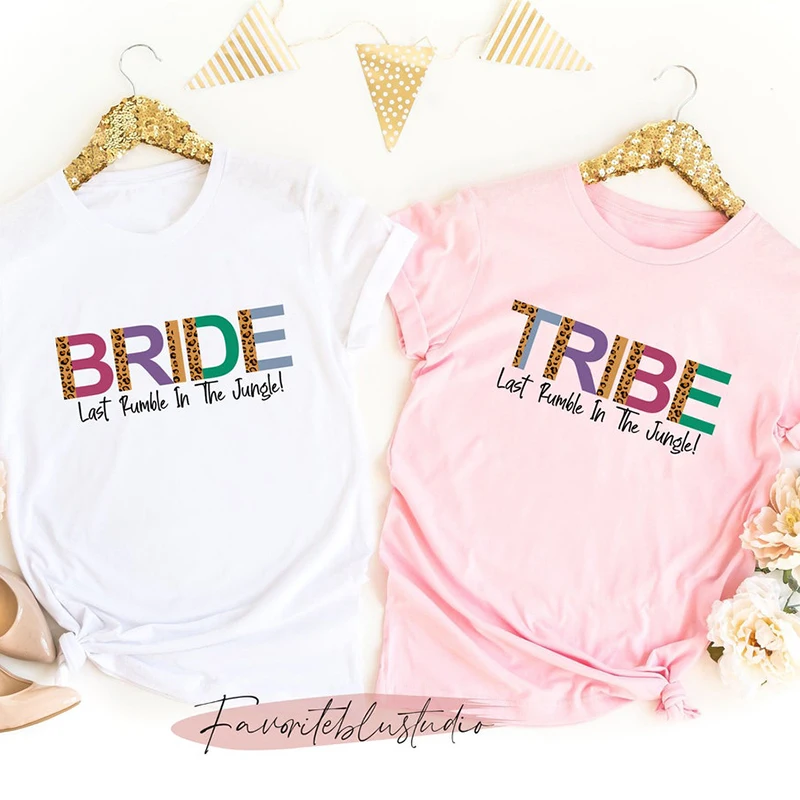 

Bride Tribe Bachelorette Party Women T Shirt Wedding Party Top Hen Girls Night Out Tshirt Female Love Pink T-shirts Dropshipping