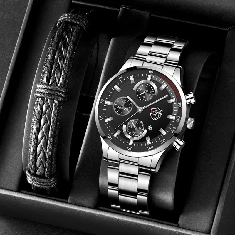 

uhren herren Mode Herren Sport Uhr Neue Männer Edelstahl Quarzuhr Kalender Datum Mann Business Casual Leder Armband Uhr Watche