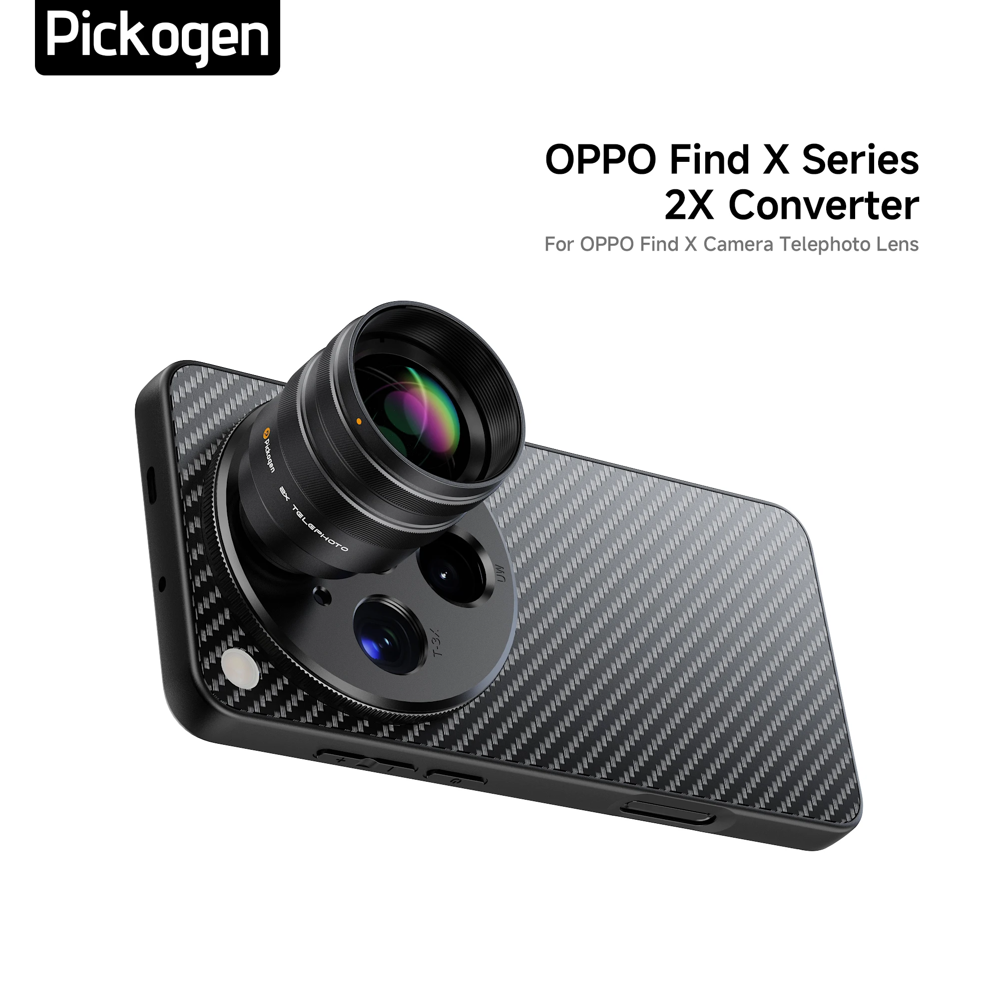 Фото PICKOGEN 2X Конвертер для телеобъектива камеры мобильного телефона, телеконвертер 240 мм с чехлом для телефона Oppo X8 Ultra X9 Pro Ultra №1