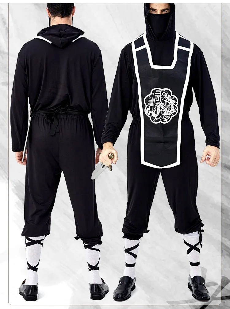 Период Эдо на Хэллоуин в Японии Silver Dragon Ига Ниндзя Бусидо Party черный комбинезон