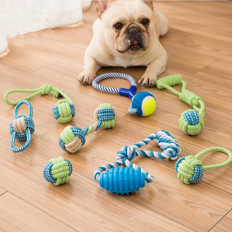 

Pet Dog Toys for Large Small Dogs Interactive Cotton Rope Toy Mini Dog Toys Ball Dogs Accessories Teeth-grinding rope Puppy Toy