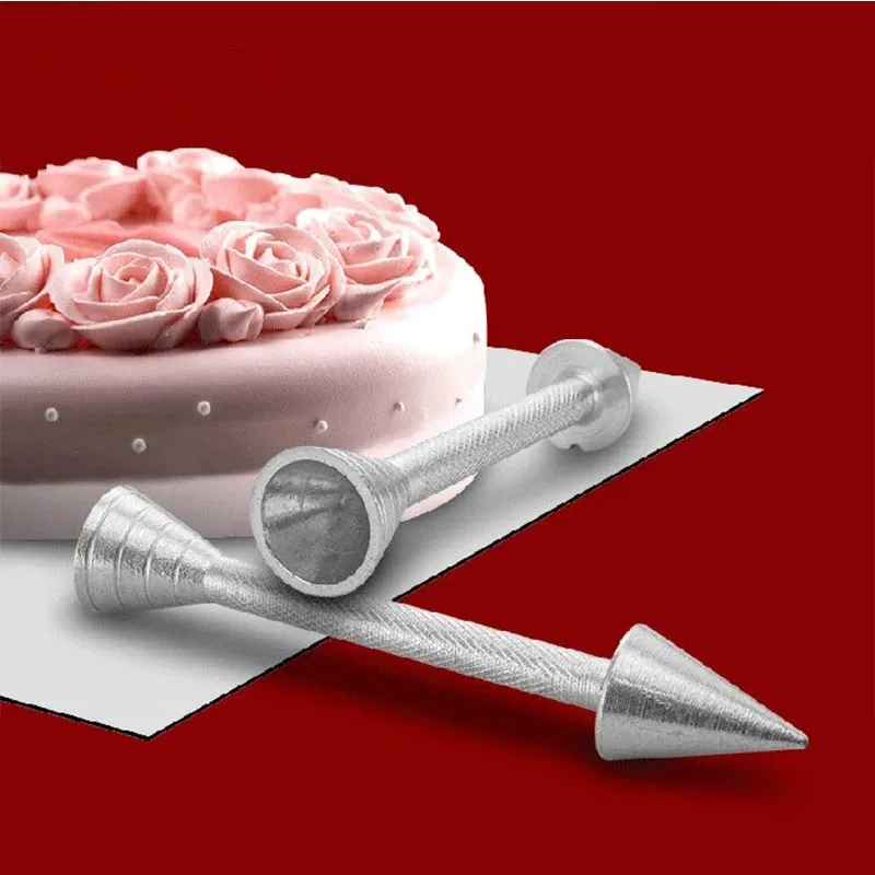 

1PC Roses Flower Holder Decoration Pastry Sticks Baking Cone Cream Tools Piping Cake Aluminium Alloy Rod