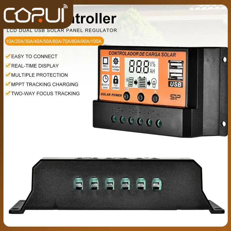 

Home appliance Solar Charge Controller Solar Panel Controller with Dual USB Port 12V/24V MPPT/PWM Auto Paremeter Adjustable