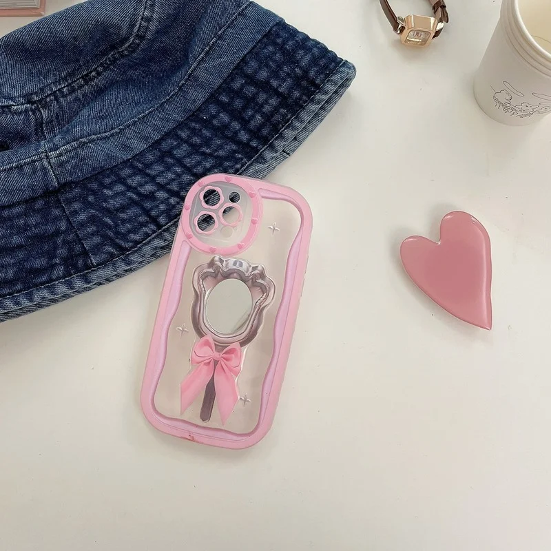 

Creative Simple Cartoon Cute Magic Mirror Bracket Cover for IPhone 11 12 13 Pro X XR XS Max Shockproof Phone Case IPhone 13 Case