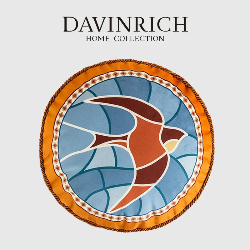 

Декоративная наволочка в стиле ретро DAVINRICH с цветной глазурью, Летающая Ласточка, наволочка для пола, круглая богемная искусственная подушк...