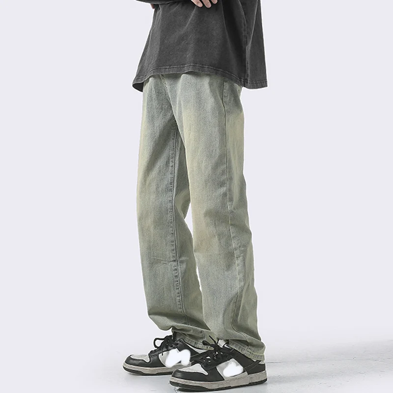 Men's Y2K Clothes Autumn Streetwear Baggy Jeans Korean Fashion Loose Straight Wide Leg Mopping Pants Male Brand Clothing For Men