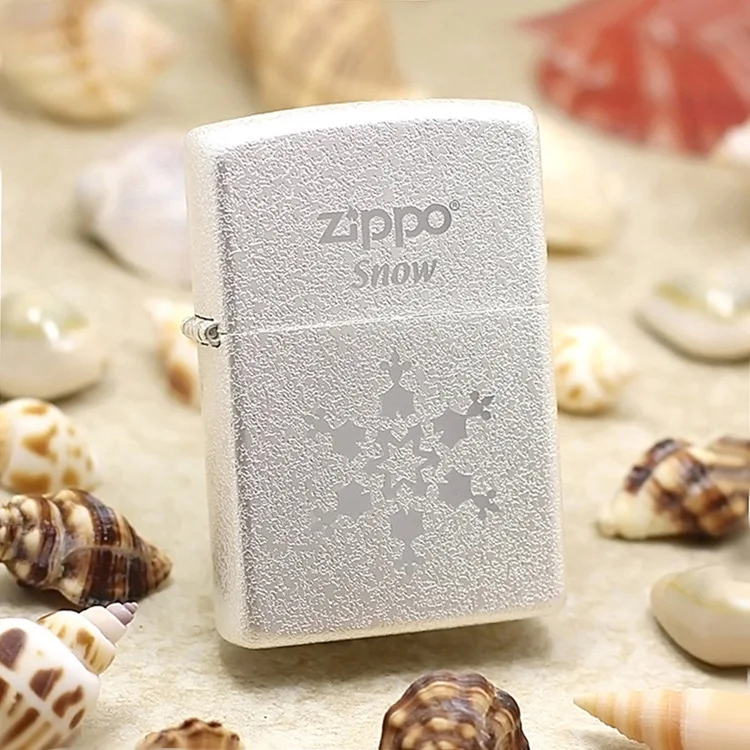 Genuine Zippo oil lighter copper windproof Snow white snowflakes cigarette Kerosene lighters Gift with anti-counterfeiting code