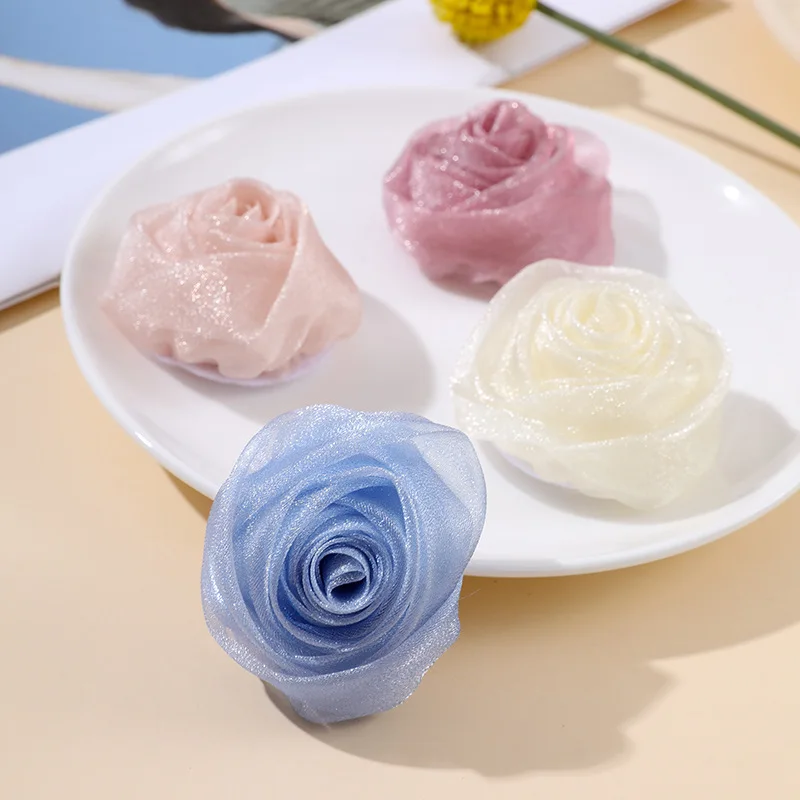 10 шт. 4 5 см новинка органза снег роза цветок фотоэлемент Акула зажим аксессуары