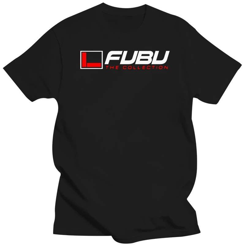 Casual T Shirts Fubu Logo Printed Graphic Men Fashion Round Neck Cotton Tops Black Size S-4XL