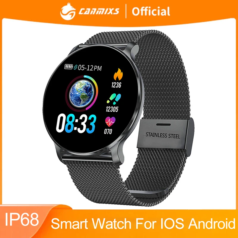 

CanMixs Smart Watch men Fitness Tracker Heart Rate Monitor Men Women Clock wristbands Waterproof IP68 Android for iPhone iOS