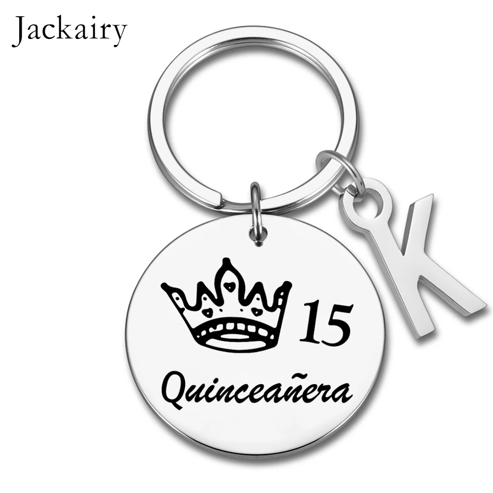 Подарочный Брелок из нержавеющей стали с испанской символикой 15 Quinceañera, подвески для всей семьи, ювелирные изделия, брелок, подарок для лучшего сына, дочери, для взрослых Подарочный Брелок из нержавеющей стали с испанской символикой 15 Quinceañera, подвески для всей семьи, ювелирные изделия, брелок, подарок для лучшего сына, дочери, для взрослых