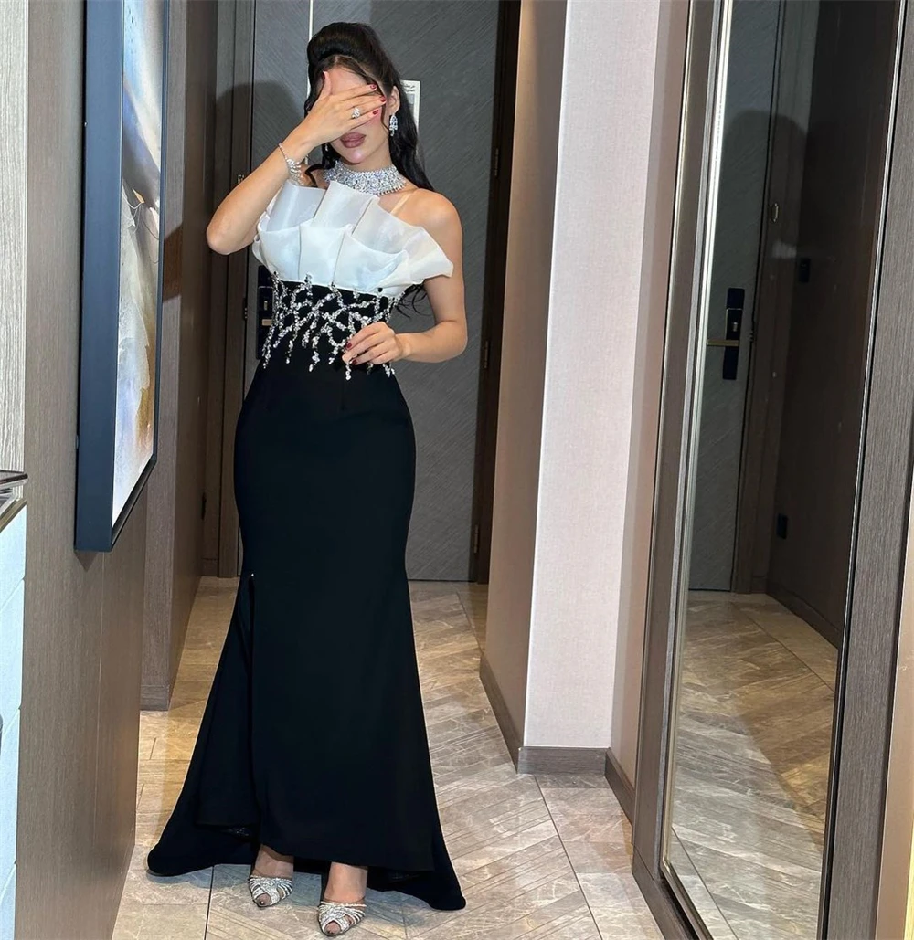 

Prom Dresses Fashion Strapless Mermaid Celebrity Flower Waist Chiffon Occasion Evening Gown