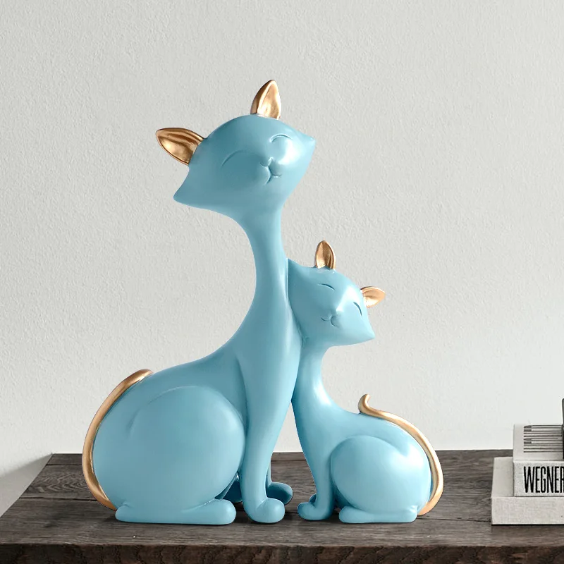 

Modern Decorative Animal Cat Resin Figurines Miniatures Home Livingroom Porch Sculpture Crafts Store Office Ornaments Decoration