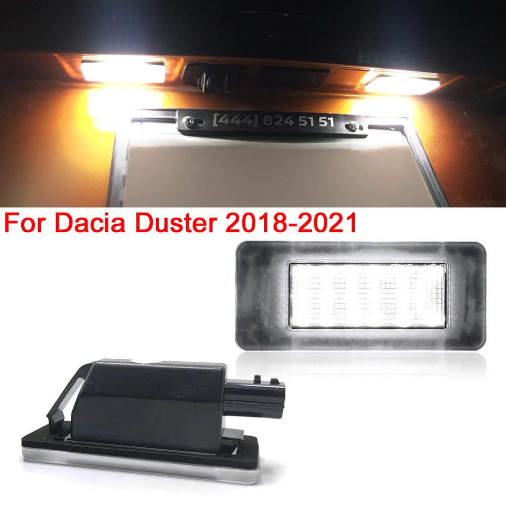 

For Дастер 2018 -2021 1 пара для Dacia Duster 2018 2019 2020 2021 года автомобиля, высокая яркость, белый светодиод, подсветильник номерного знака, лампа номерного знака