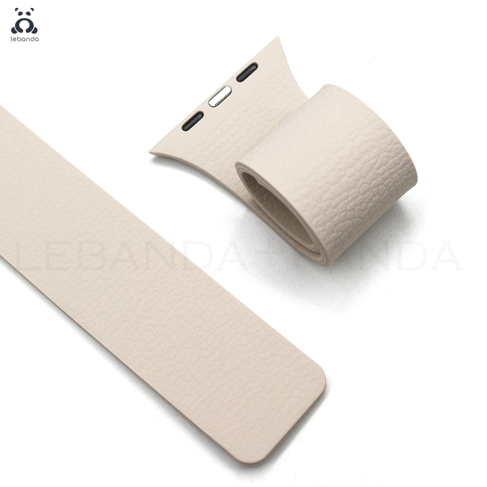 Фото Ремешок Lebanda с магнитной петлей для Apple Watch ultra 2, серия 10, 9, 8, 7, 6, 5, мягкий спортивный силиконовый ремешок с текстурой личи для мужчин и женщин №4