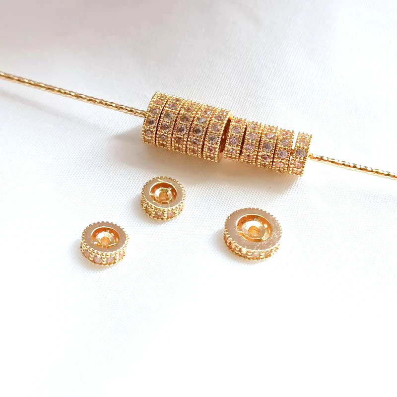 

3 шт., бусины из циркона с инкрустацией из золота 14 к