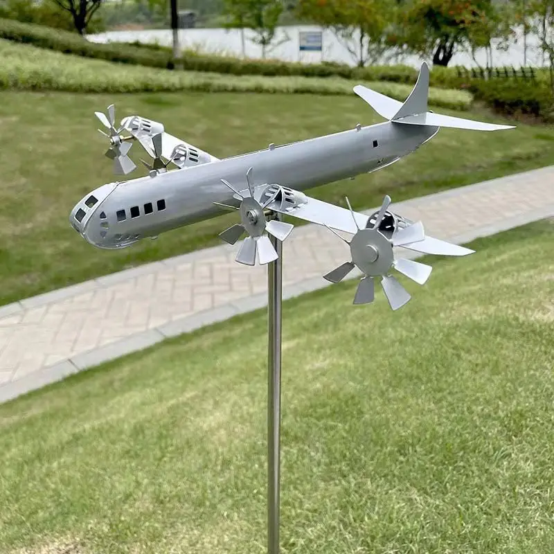 

B-29 Super Fortress Aircraft Wind Spinner Metal Windmill Wind Energy for Yard Cool Decoration for Outdoor Garden Sculpture
