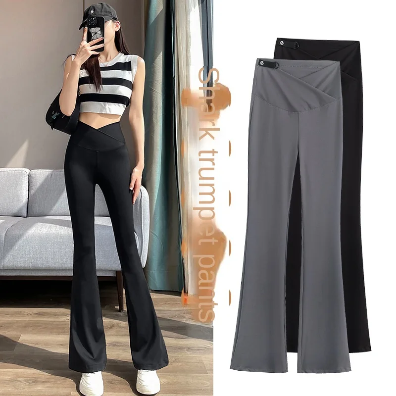 

Women's Maternity Fold Over Comfortable High Waist Lounge Pants Versatile Comfy Stretch Pregnant Trousers Pregnancy Clothing