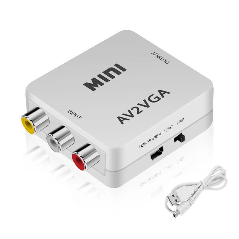 1080P AV RCA CVBS к VGA видео преобразователь для монитора К видеоадаптер с 3 5 мм аудио ТВ
