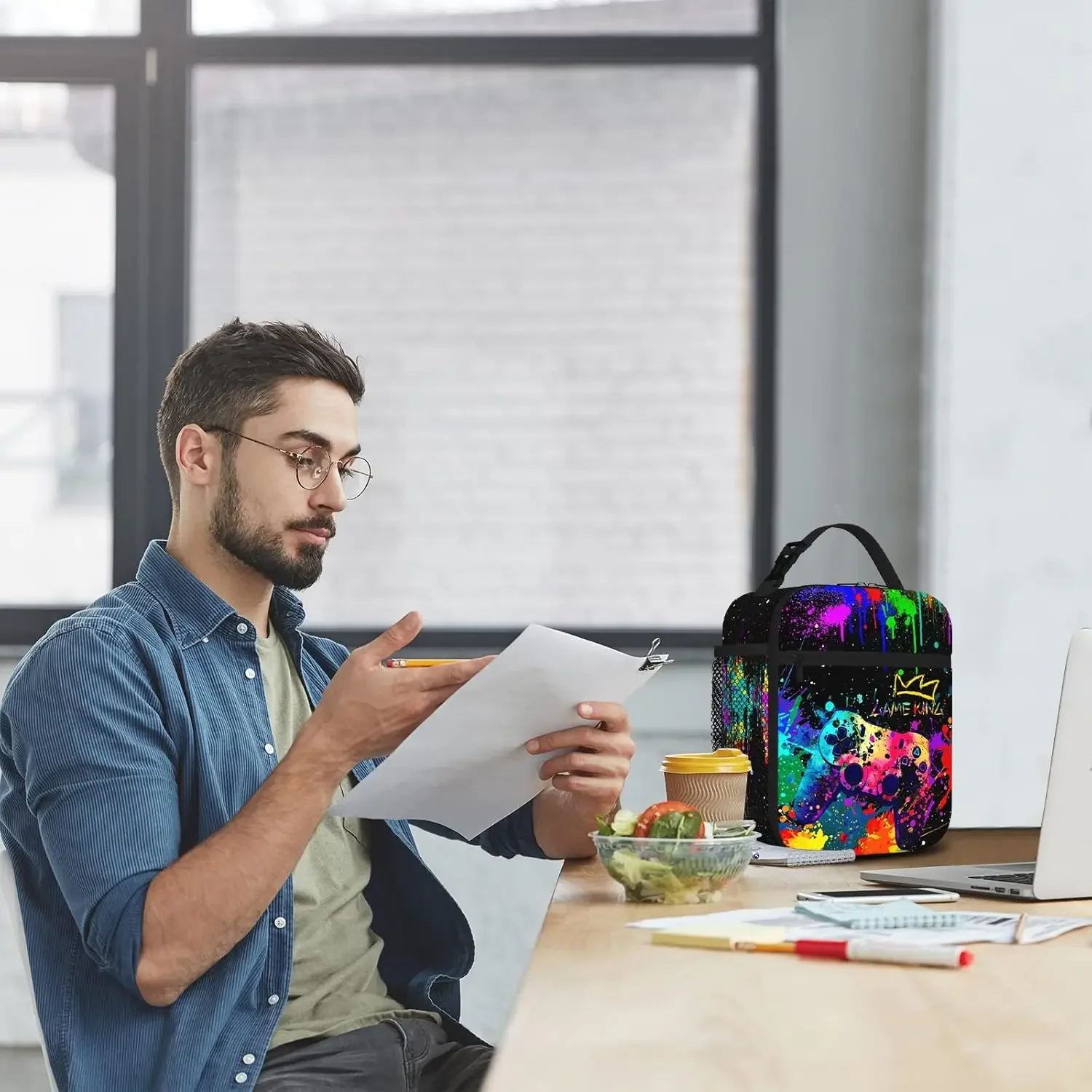 Ланч-бокс для видеоигр геймпад изолированная сумка обеда многоразовый ланч-бокс