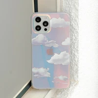 clear transparent clouds laser phone back cases for iphone 13 12 11 pro x xr xs max se2020 7 8 plus shockproof cover
