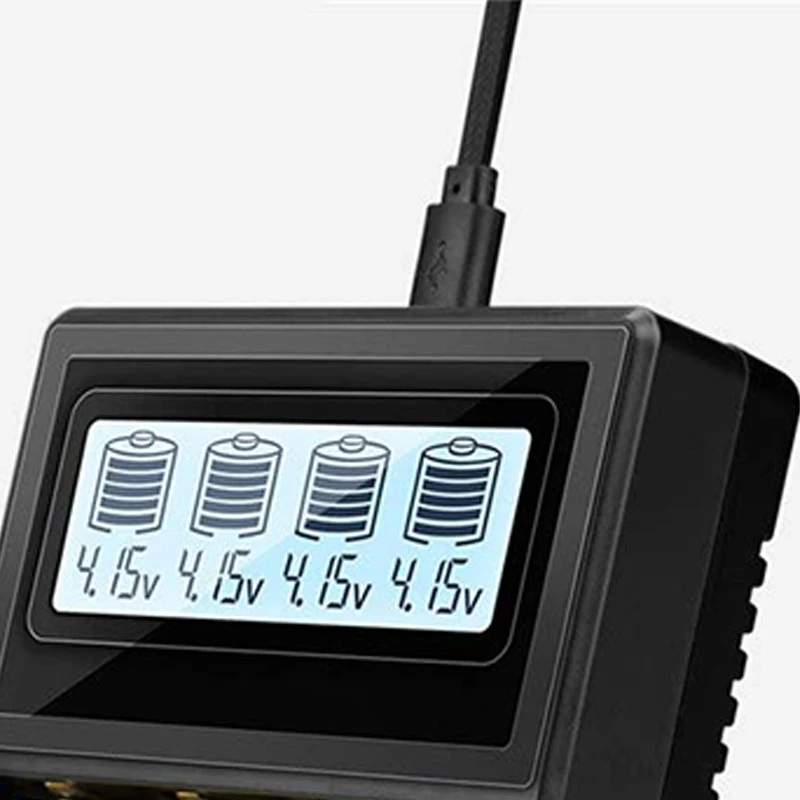 

2X 18650 Battery Charger LCD Display Speed Charger With 4 Bay Discharge Function For Rechargeable 3.7V Li-Ion Batteries