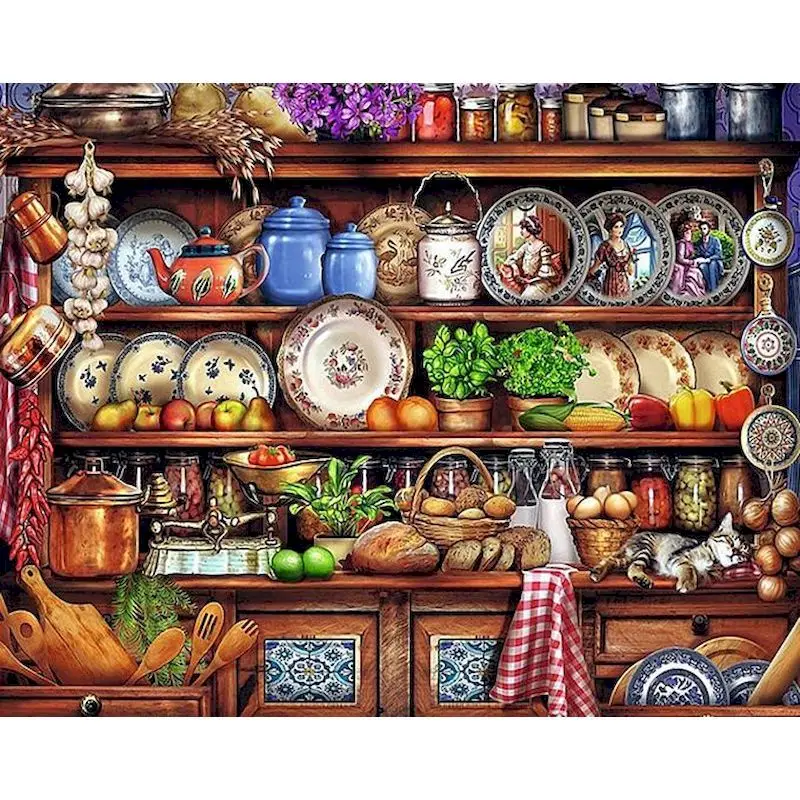 

GATYZTORY 60x75cm Paint By Numbers For Adult Kitchen Scenery DIY Oil Painting By Numbers On Canvas Landscape Frame Home Decor