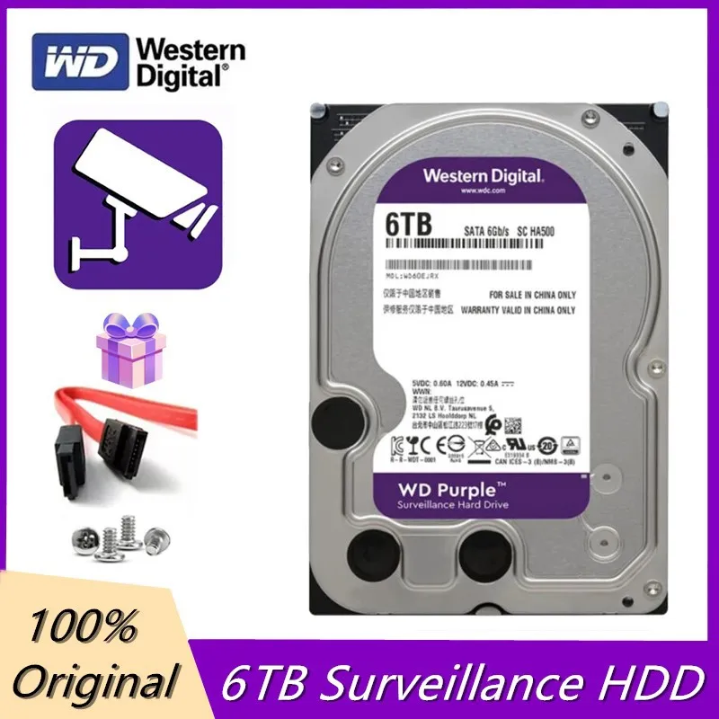 

Western Digital WD 6TB Surveillance Internal Hard Drive Disk 3.5" 64M Cache SATA III 6Gb/s 6T HDD HD Harddisk for CCTV DVR NVR
