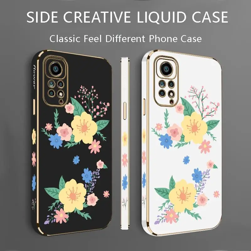 Warm Flowers Luxury Plating Phone Case For Xiaomi Redmi Note 11 Pro Plus 12Pro Plus 11 11S 10 Pro 12 9S 8 Pro Cover