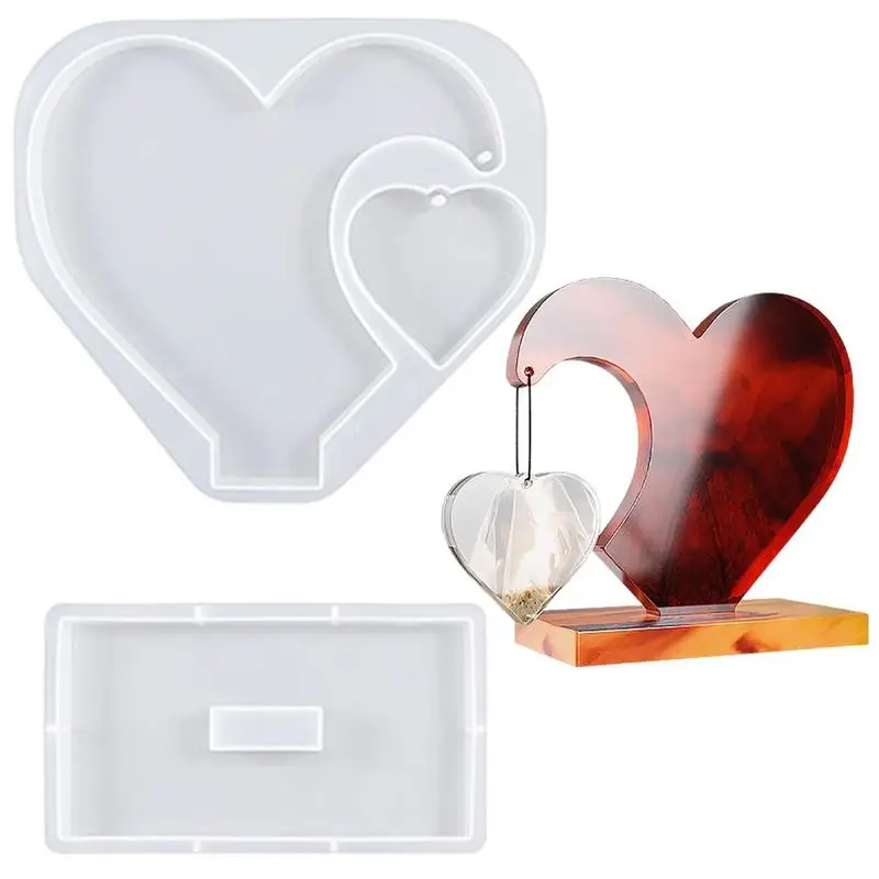 

Silicone Epoxy Casting Moulds Heart Shape Rectangle Mould Set For Epoxy Resin Casting DIY Photo Frame Resin Mold Craft Kit Art