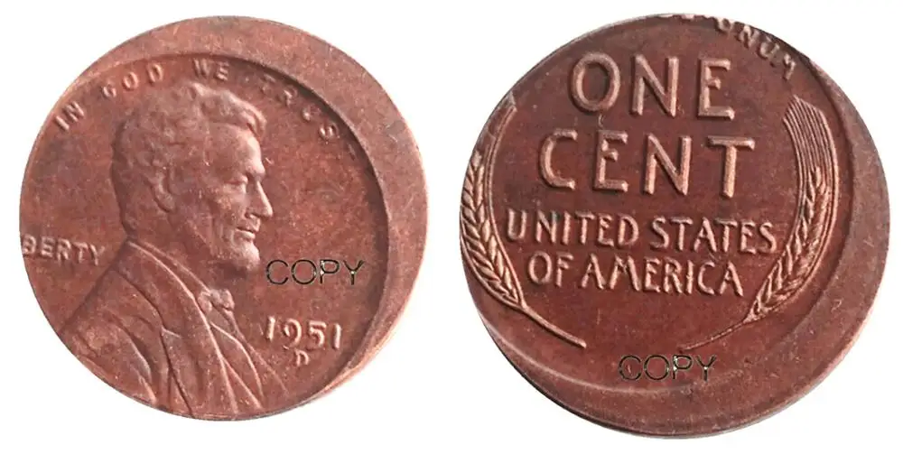 

Медные монеты США, 1 цент, 6 шт., разные ошибки, 1940-1959 гг.