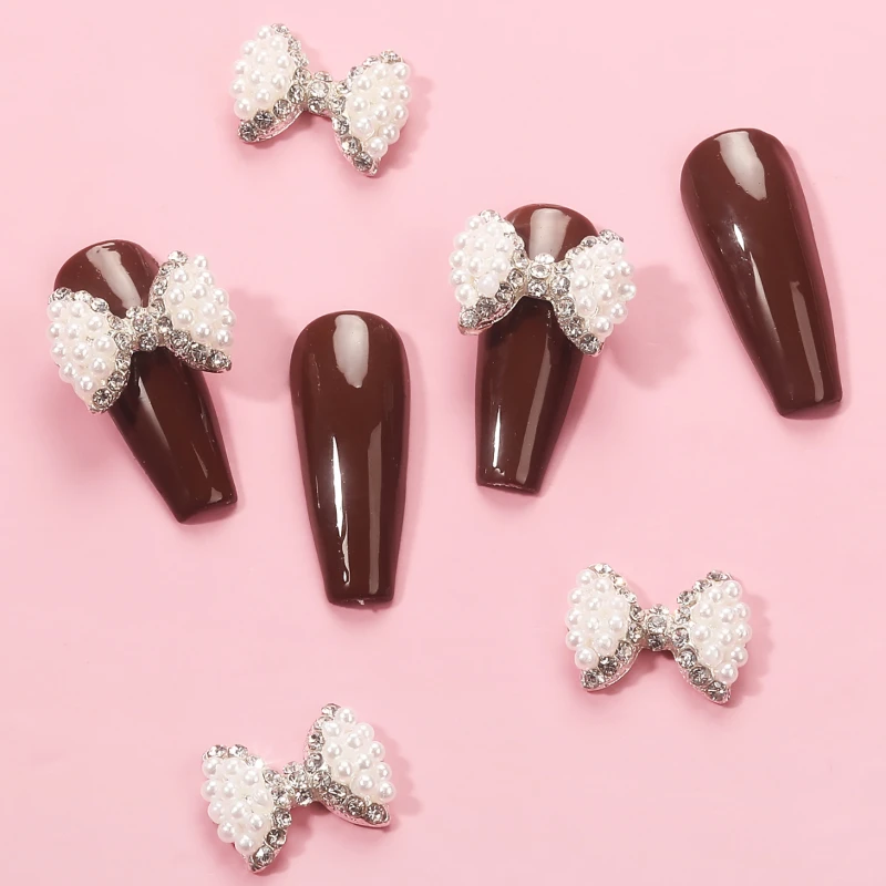 

5 шт. 3D Роскошная бабочка инкрустированное прозрачное стекло белый бриллиант жемчуг Циркон Стразы дизайн ногтей своими руками украшение дл...