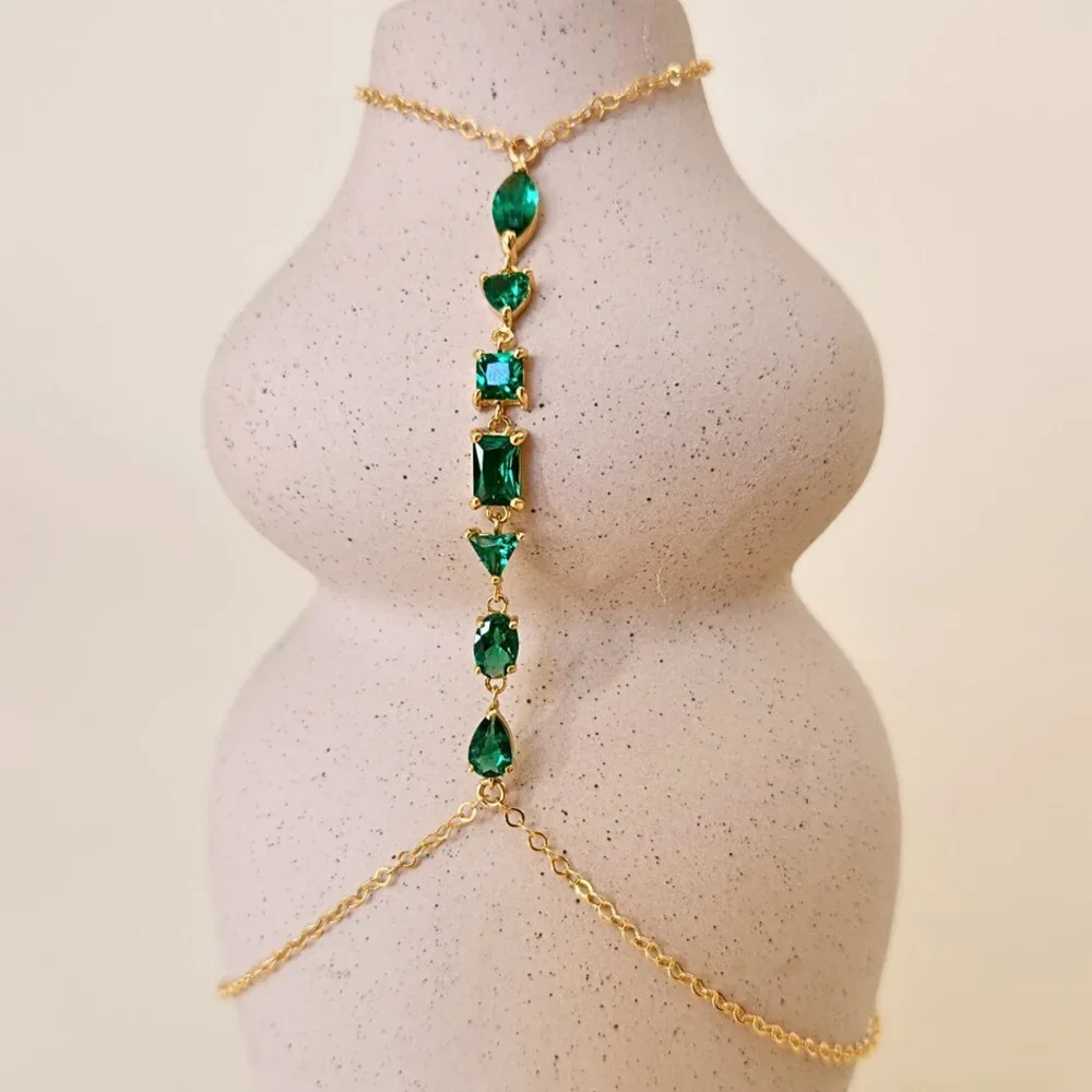 Сексуальный бюстгальтер Stonefans с зелеными кристаллами женское тело модель 2024 года