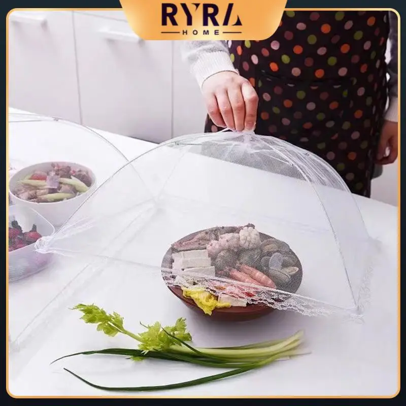 

Foldable Washable Breathable Food Covers Umbrella Mesh Anti Fly Mosquito Umbrella Style Food Cover Lace Food Covers 1pc