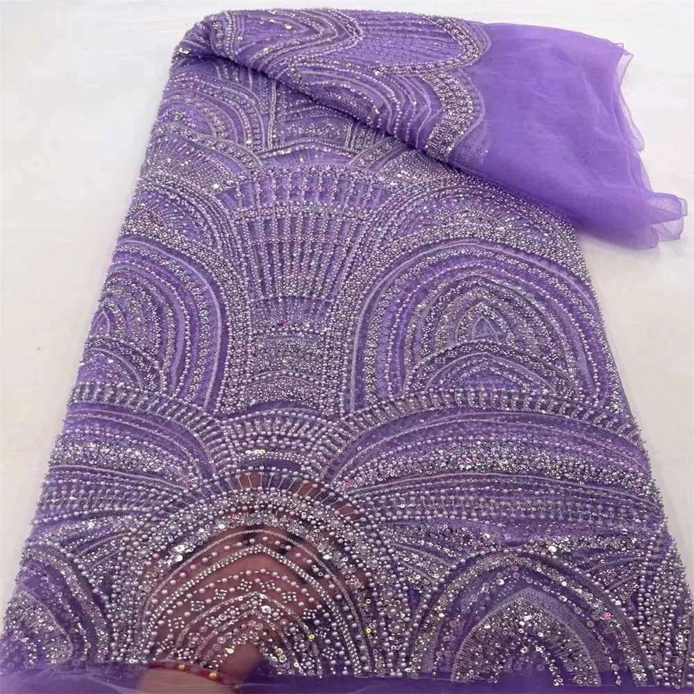2024 новейшая африканская Изысканная кружевная ткань французское с блестками и