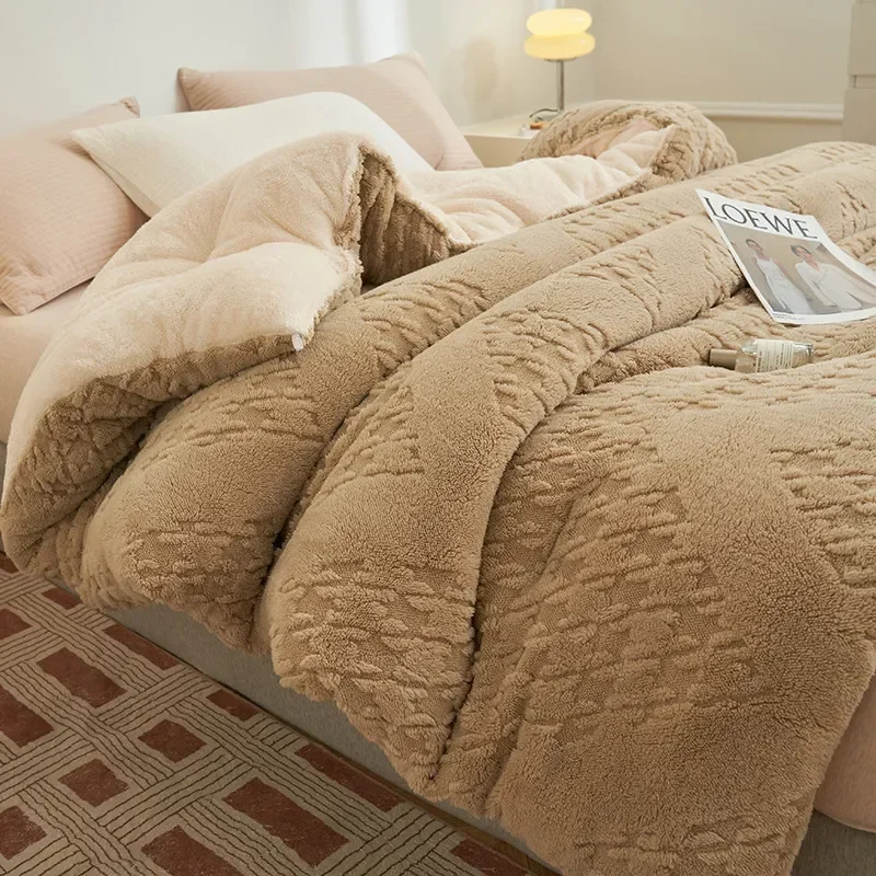 

Роскошное высококачественное одеяло из ягненка, зимнее одеяло, утепленное и теплое зимнее Мягкое хлопковое одеяло, двойное толстое одеяло, стеганое одеяло
