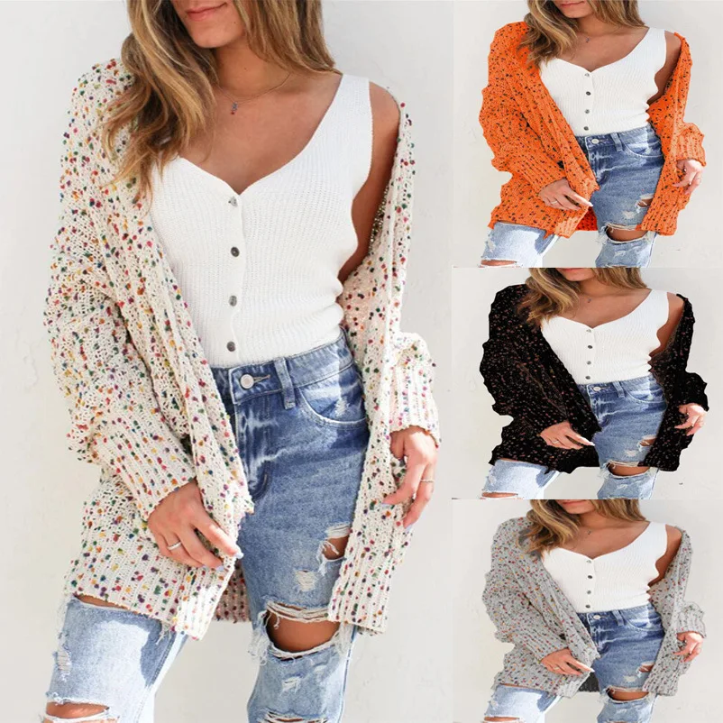 

2022 new cardigan long-sleeved pocket sweater autumn and winter new women's clothing