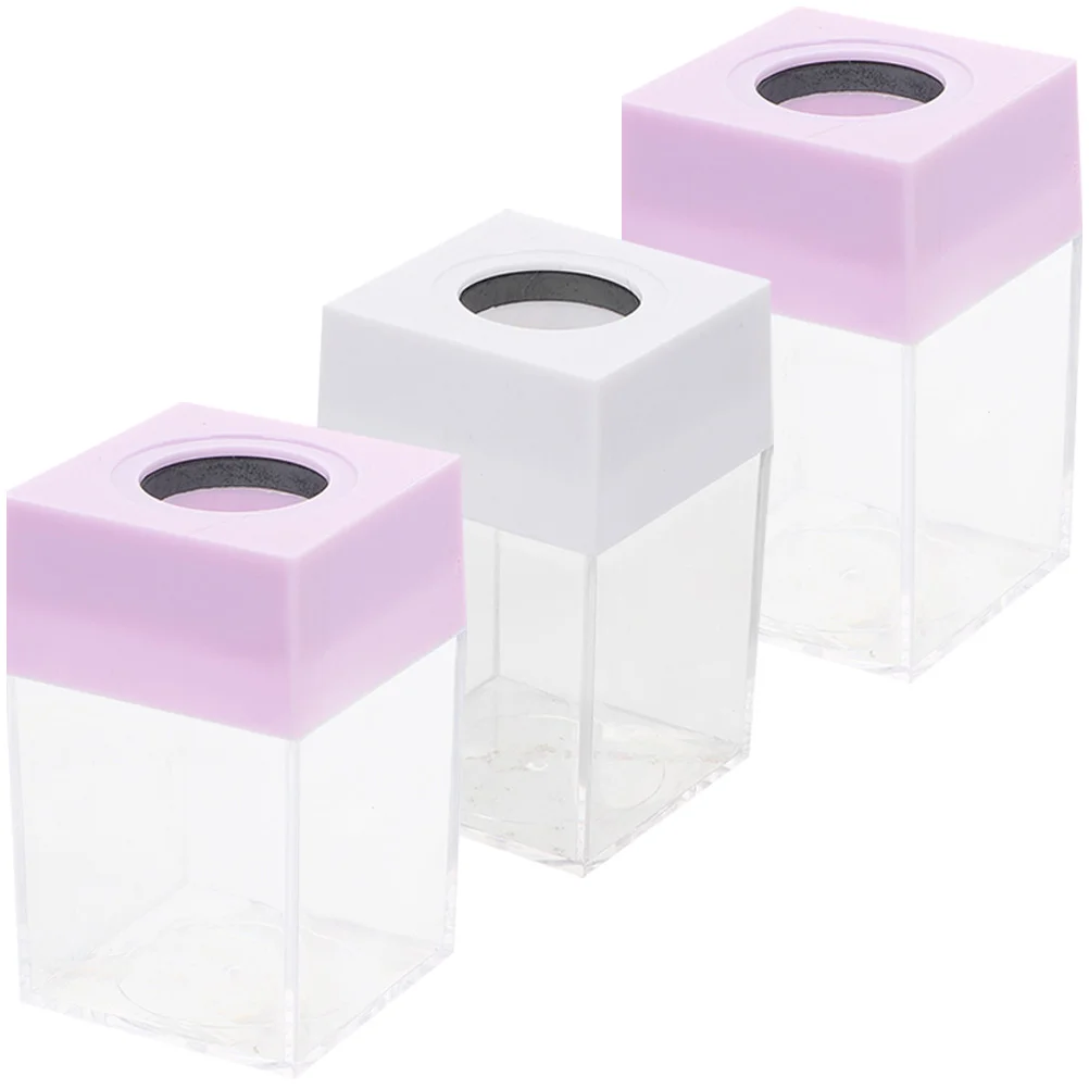 

3 Pcs Container Hair Accessories Paper Clip Storage Bucket Magnetic Paperclip Holder Cute Clips Desk Square Office