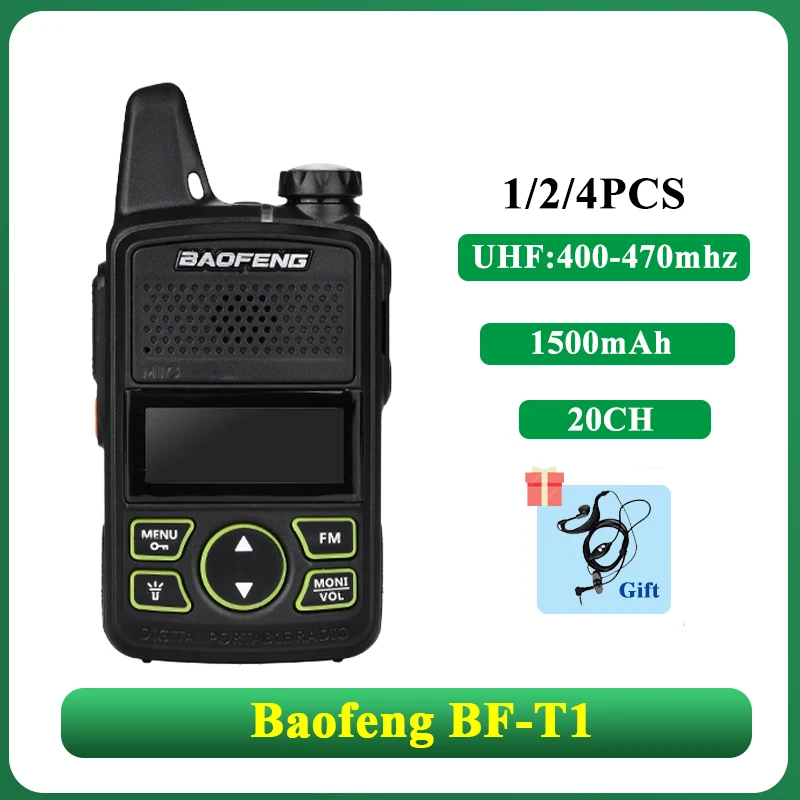 Фото Детская рация Baofeng BF-T1 Mini с USB-зарядкой, UHF 400-470 МГц, 1500 мАч, 20 каналов, подарок для ребенка, трансивер, любительская радиостанция №1
