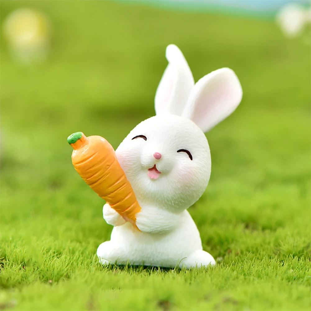 

Mini Easter Rabbit Figurine Miniature Ornament Holiday Gift Cute Bunny Desktop Garden Decor Accessories