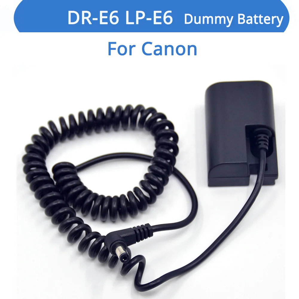 

LP-E6 Dummy Battery Full Decoded DR-E6 DC Coupler Spring Cable For Canon EOS 5D4 5D3 5D2 60D 7D 6D 60Da 70D 80D 5DS 5DSR Cameras