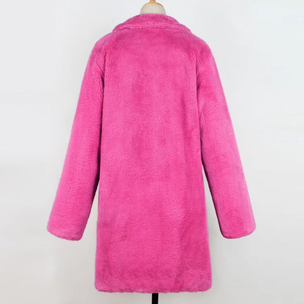 Women's Leather Fur Coat Fashionable Long Plush Coat Imitation Fur Top Faux Fur Coat