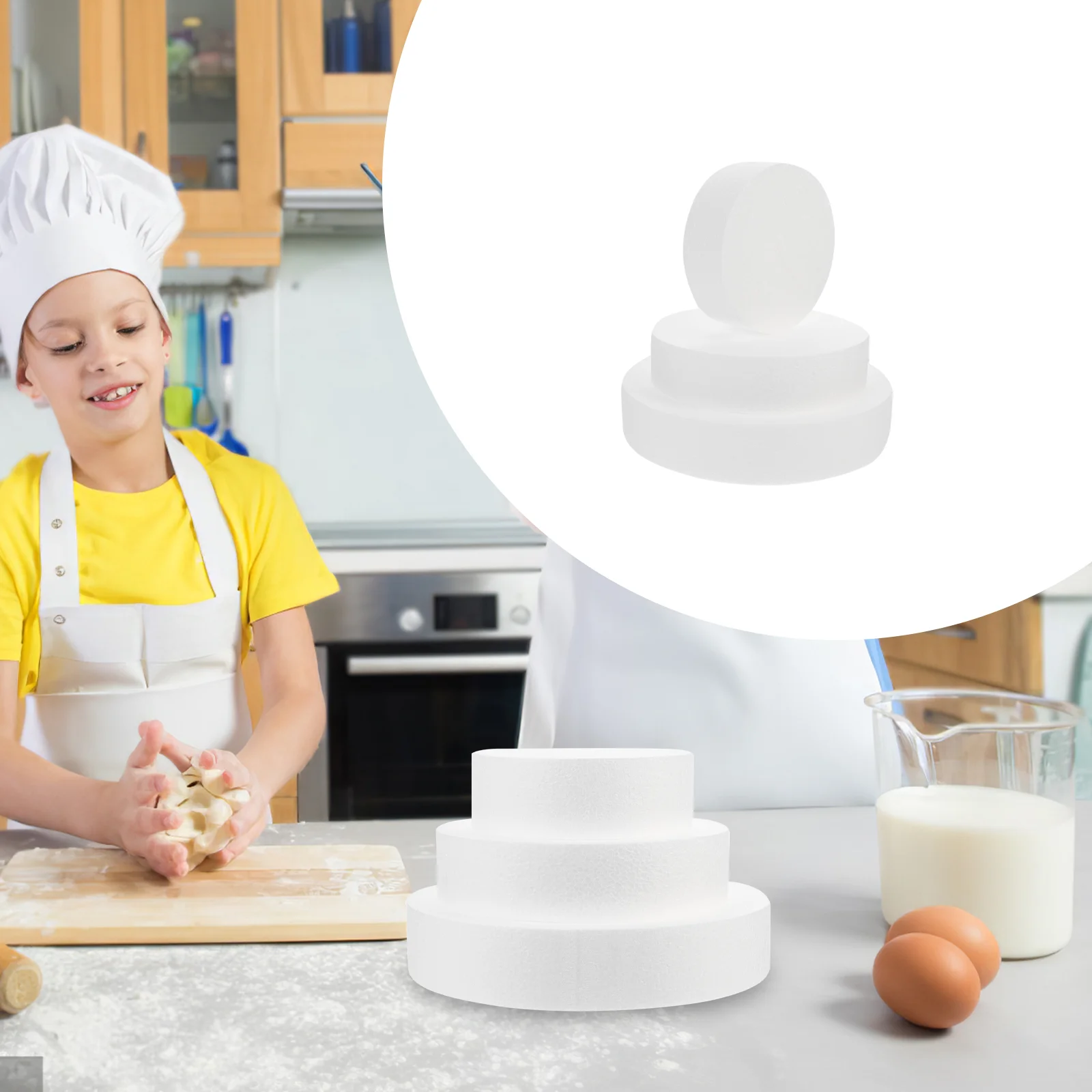 

3 Pcs Cake Embryo Model Wedding Decor Dummy Baking Practicing Tool Foams Fondant Photography Prop Bakery Party