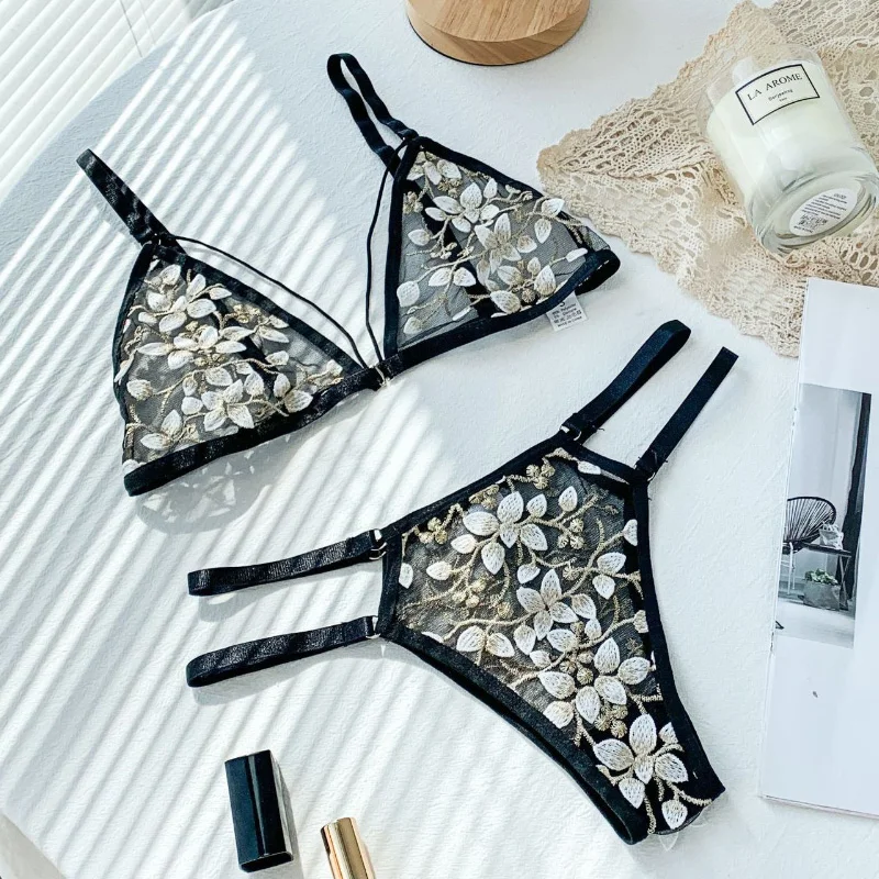 

Women Lace Bra Sets Seamless Underwear Backless Vest Sexy Bralette Lingerie Ultrathin Bra Brief Sets Female