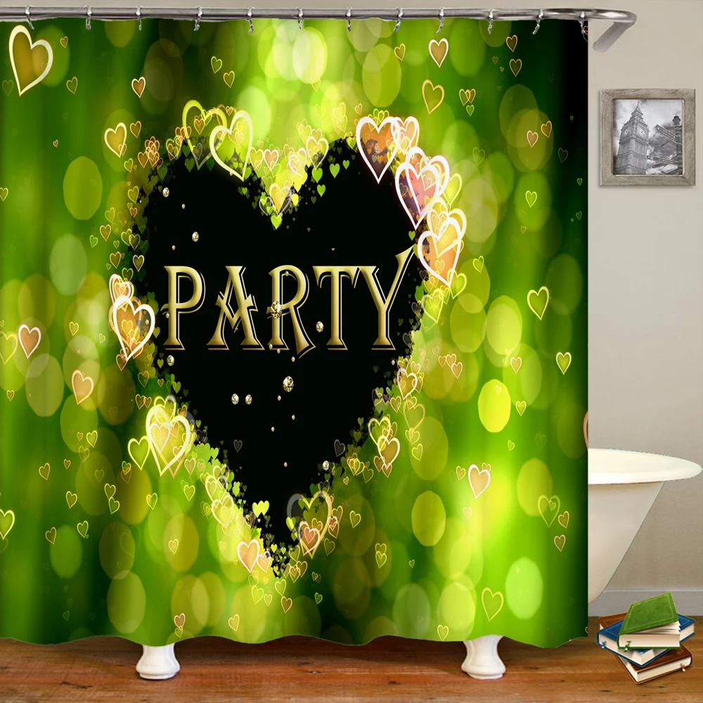 

Colorful dream printing shower curtain polyester waterproof fabric home party festival love heart decoration curtain with hook