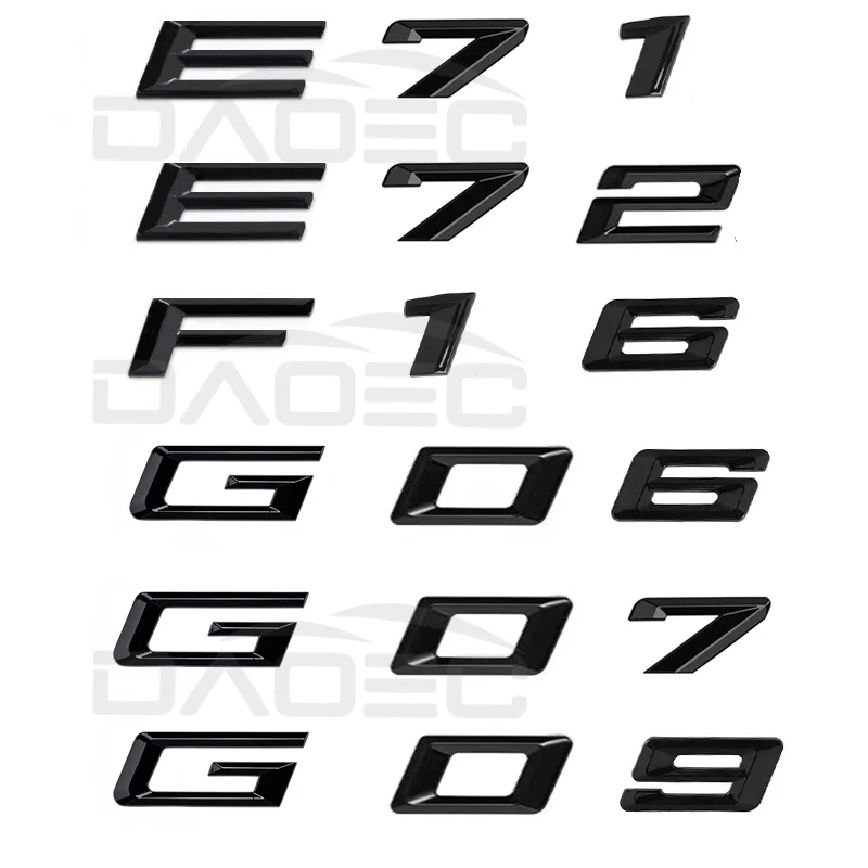

Car 3D ABS Chassis Code Letters Logo Badge Emblem Decals Styling Sticker For BMW X6 X7 X8 E71 E72 F16 G07 G06 G09 Accessories