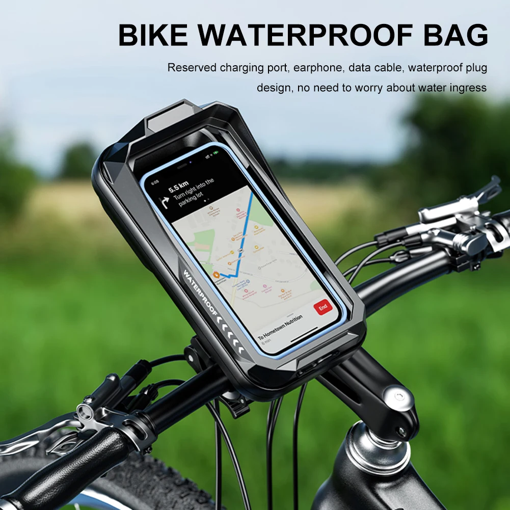 

Phone Holder Bag Waterproof Bicycle Motorcycle Phone Holder Touch Screen 360 Degree Rotation for Outdoor Cycling Riding