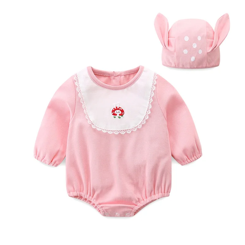 

Lawadka 3-24M Spring Baby Romper For Girls Cotton Newborn Jumpsuit and Hat Outfit Print Toddler Clothing Long Sleeve One Piece